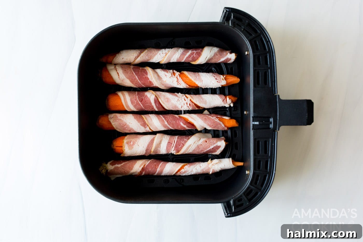 bacon wrapped carrots in an air fryer