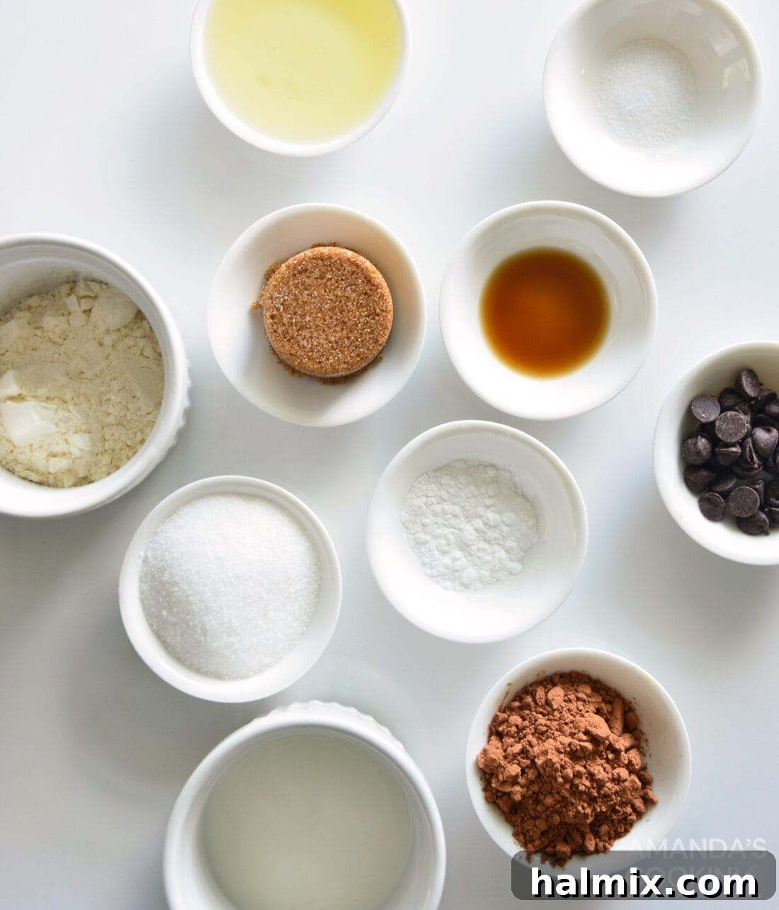 Essential ingredients for a delicious homemade mug cake, neatly laid out on a kitchen counter.