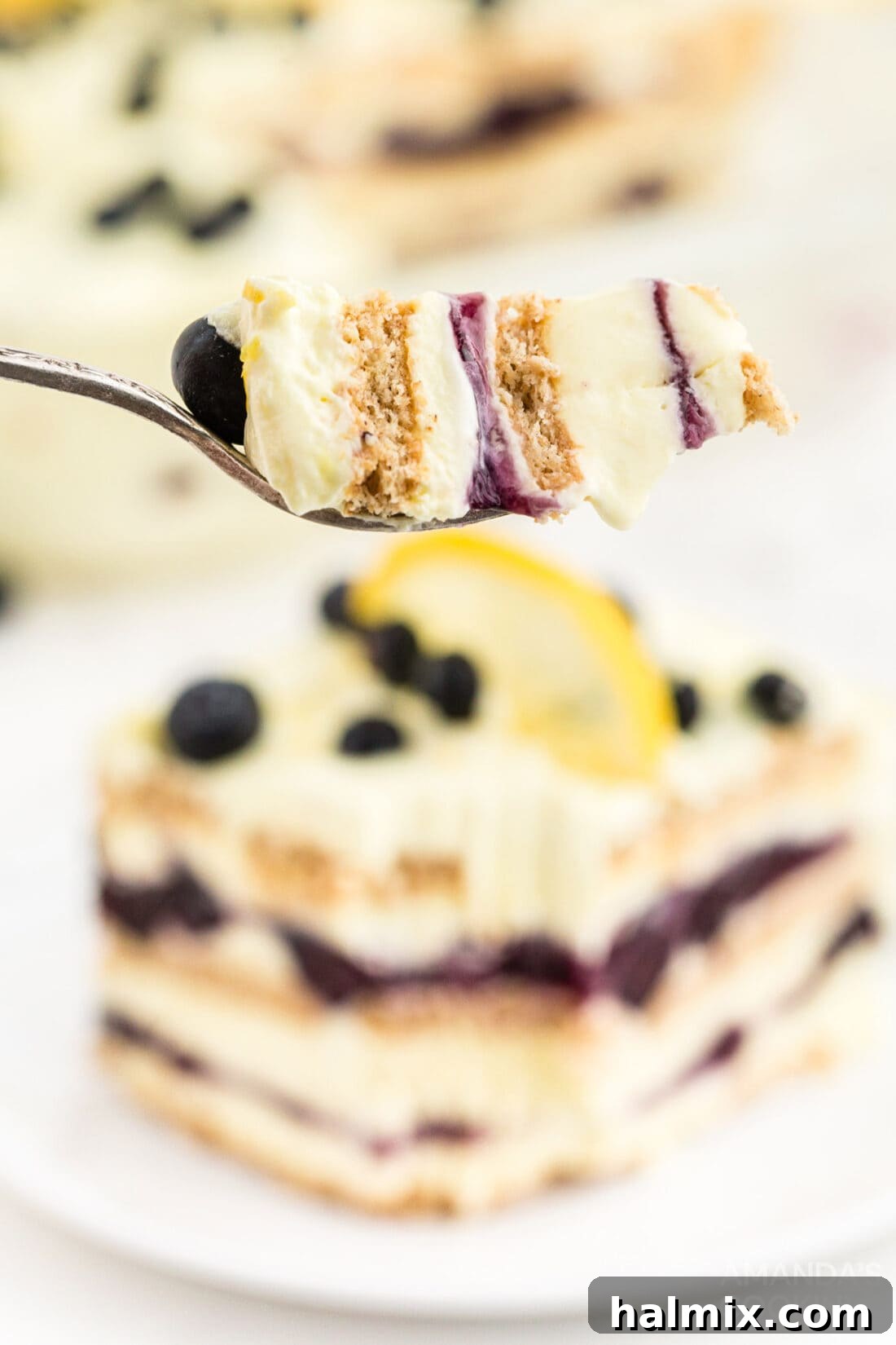 Zesty Lemon Blueberry No-Bake Delight 12 fork of Lemon Blueberry Icebox Cake