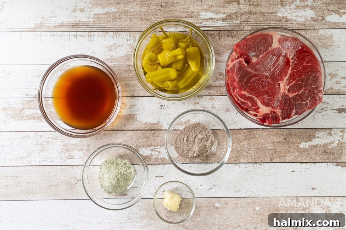 Mississippi Magic in Your Instant Pot 4 ingredients for Instant Pot Mississippi Pot Roast laid out