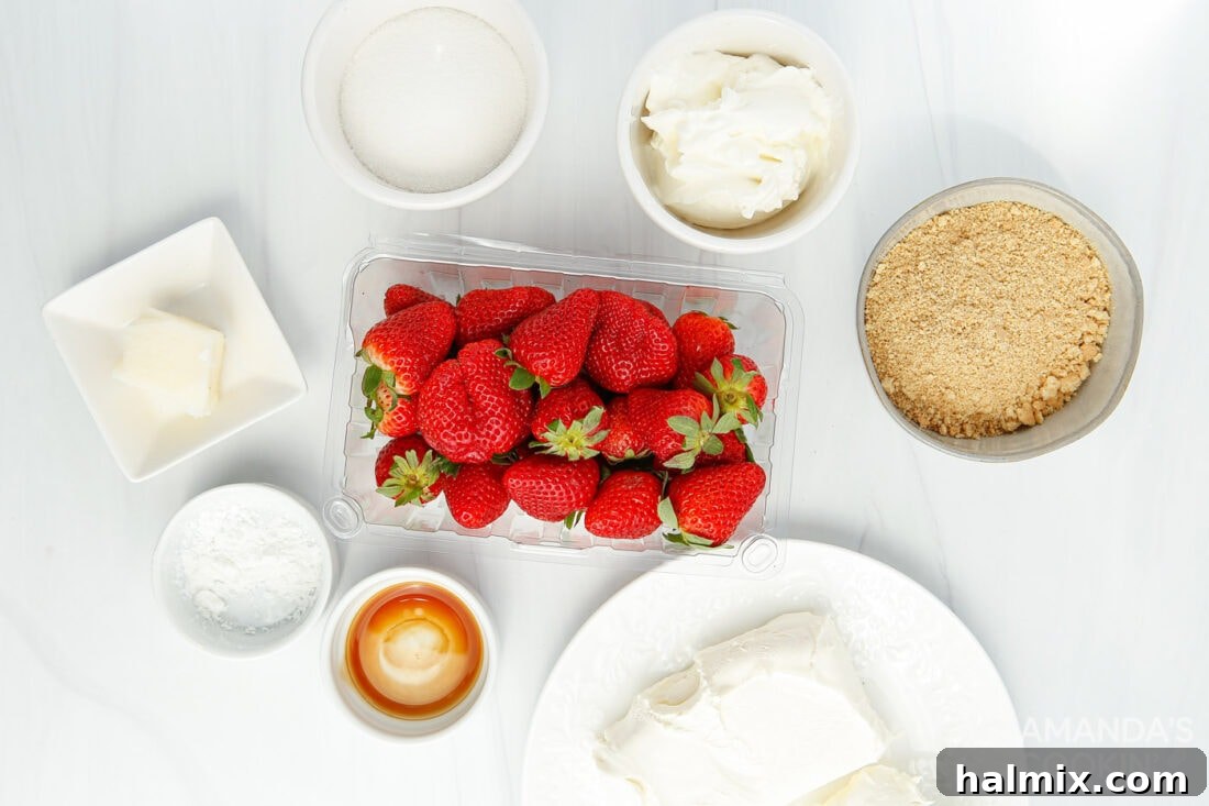 ingredients you need to make Instant Pot Strawberry Cheesecake