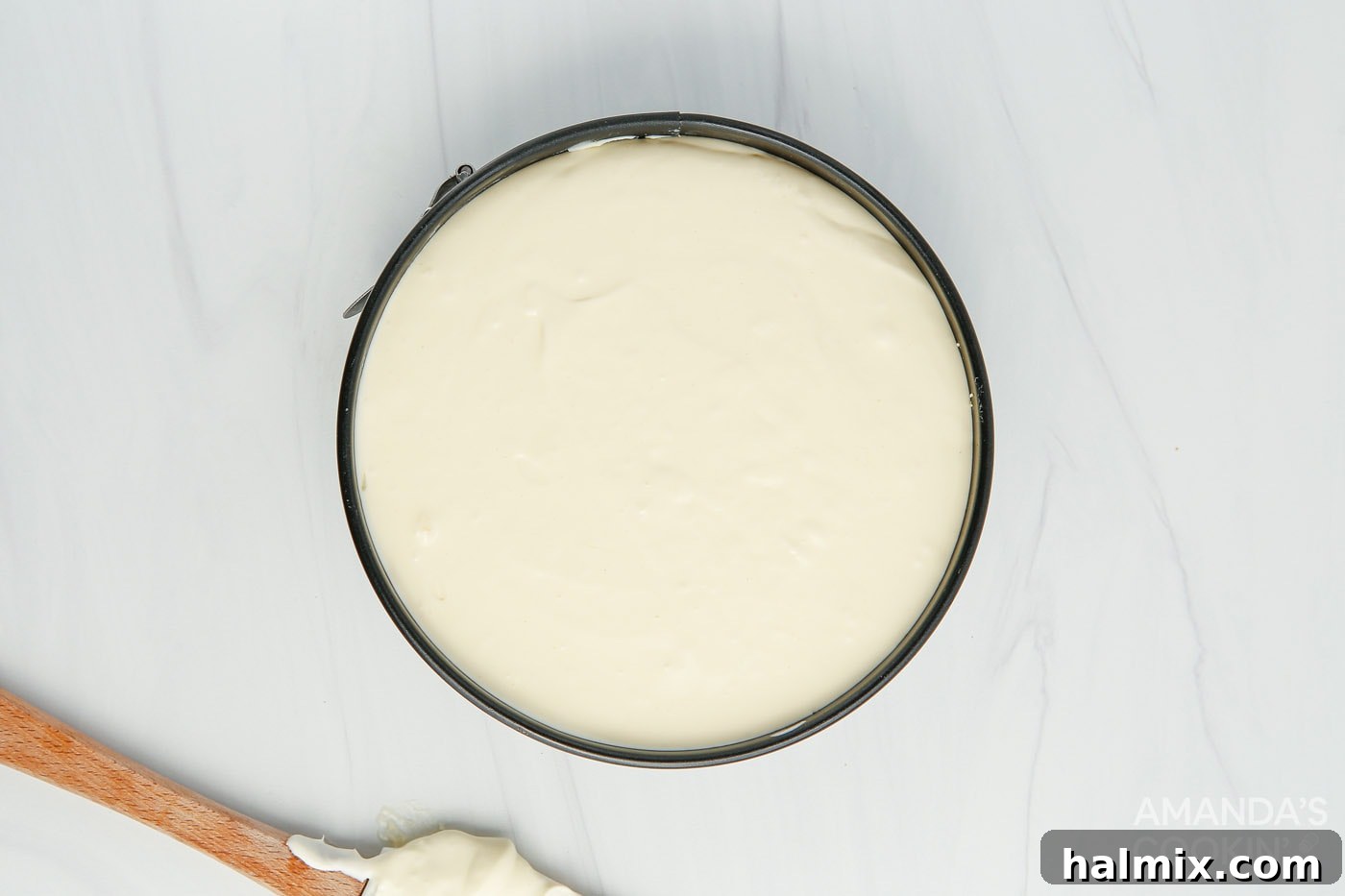 cheesecake filling in a springform pan