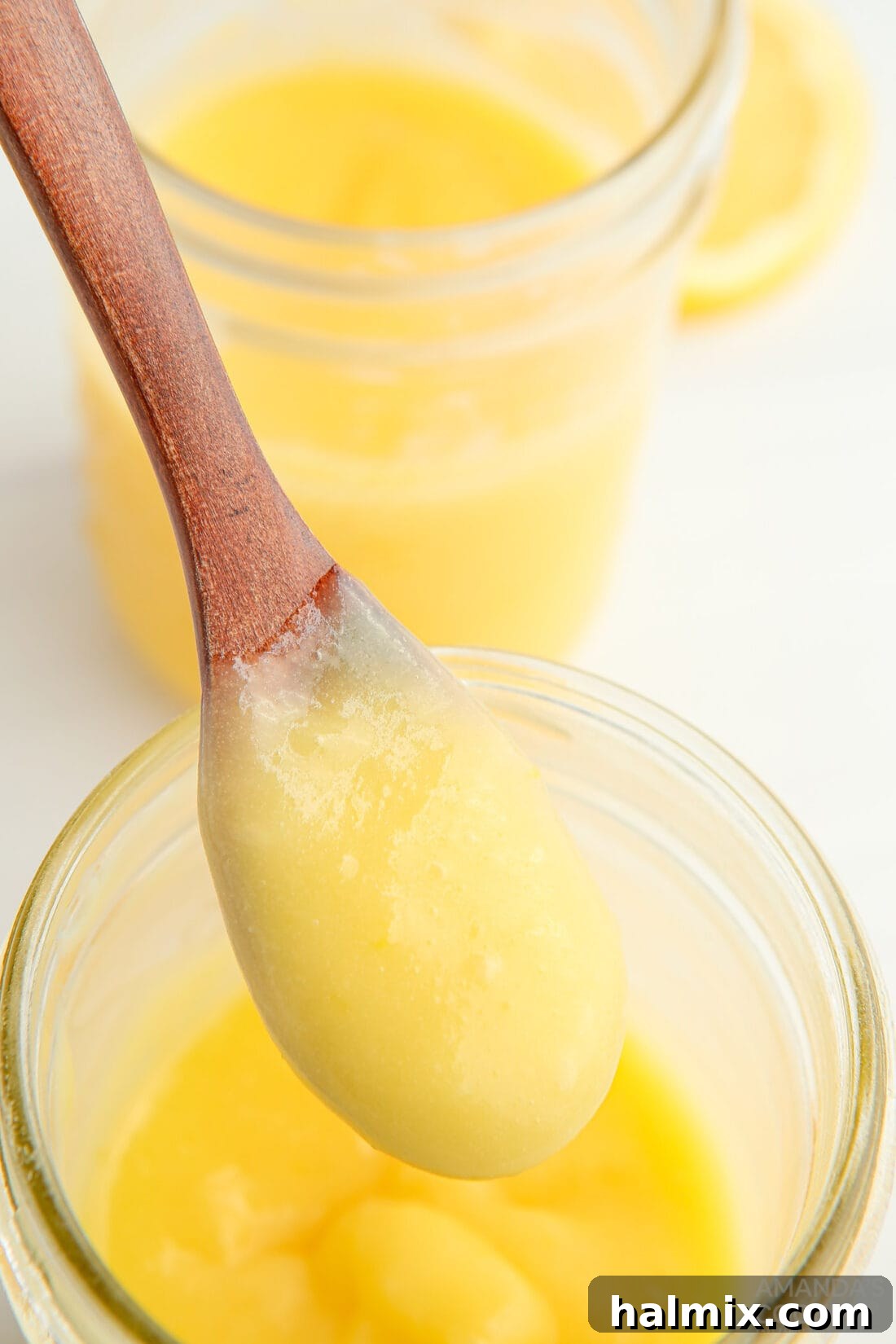 spoonful of creamy Instant Pot lemon curd