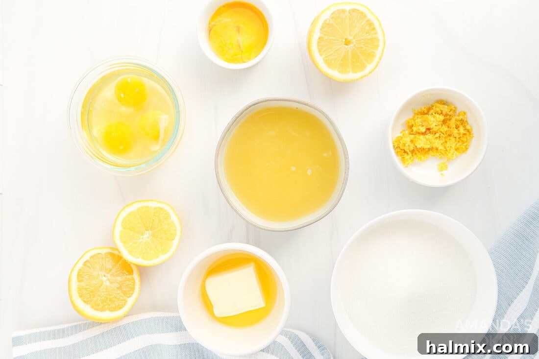 fresh lemons, eggs, butter, and sugar for lemon curd