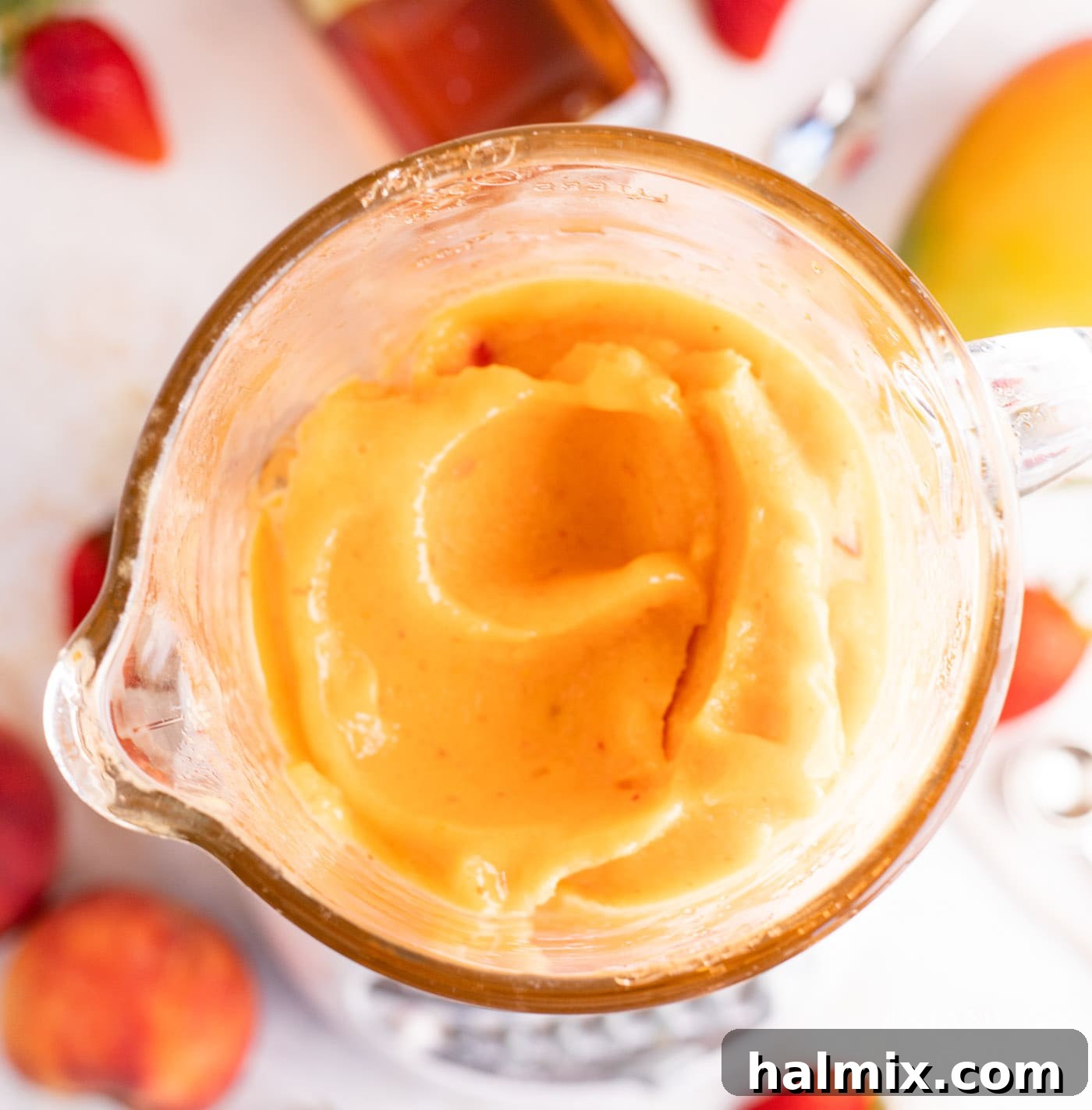 Rum slush mixture in blender, blended to perfection