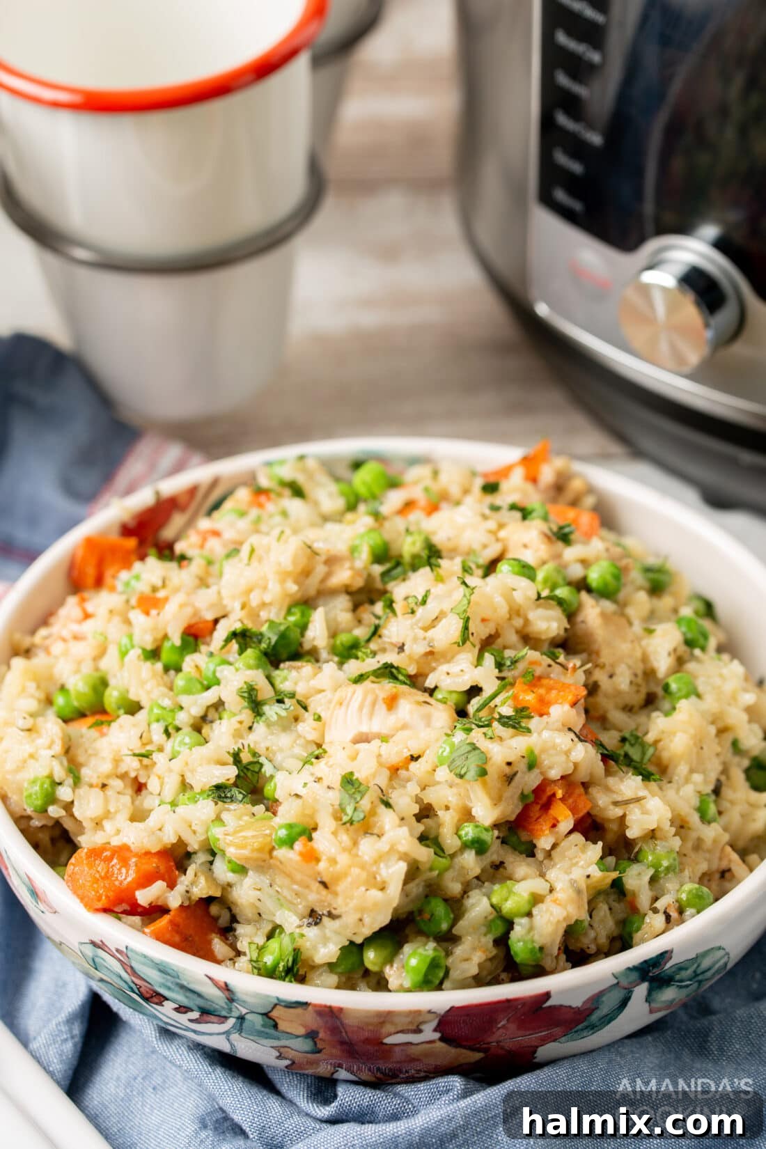 Easy Instant Pot Chicken and Rice 10 A hearty bowl of Instant Pot chicken and rice, a complete and satisfying meal for any occasion.