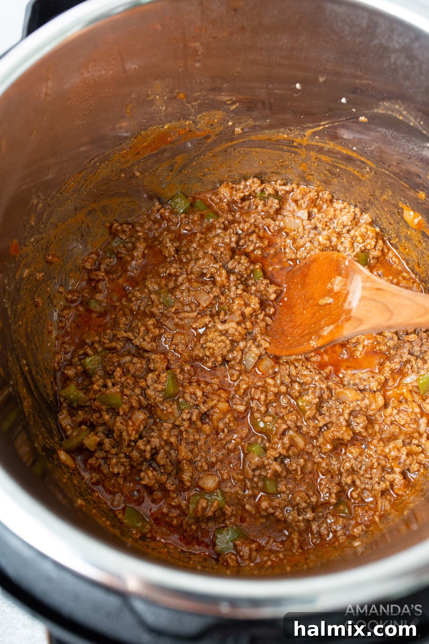 sloppy joe in the instant pot, ready to be served