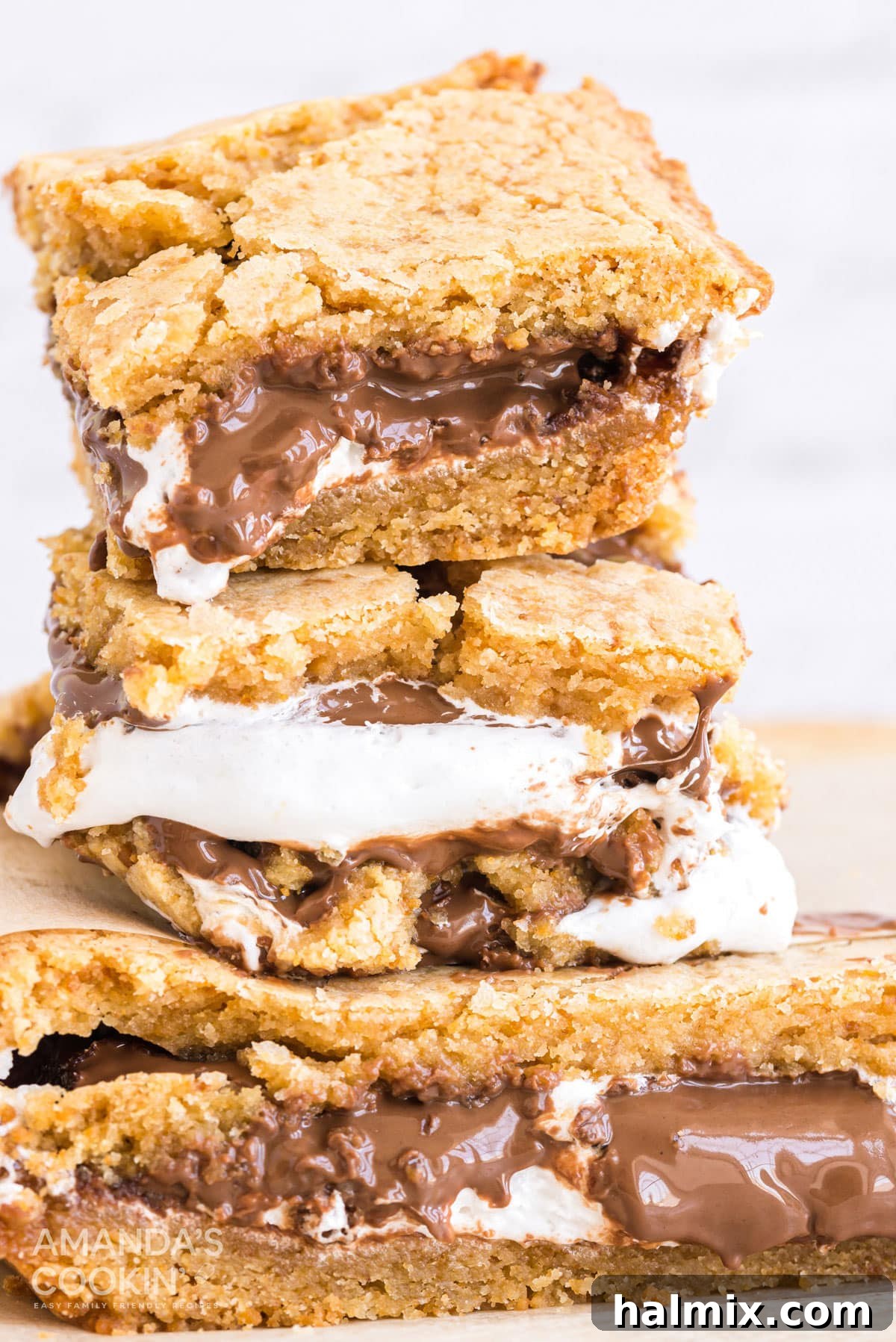 Gooey S'mores Bars 2 stacked smores bars