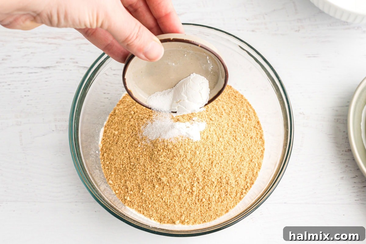 Gooey S'mores Bars 7 adding baking powder to graham crackers