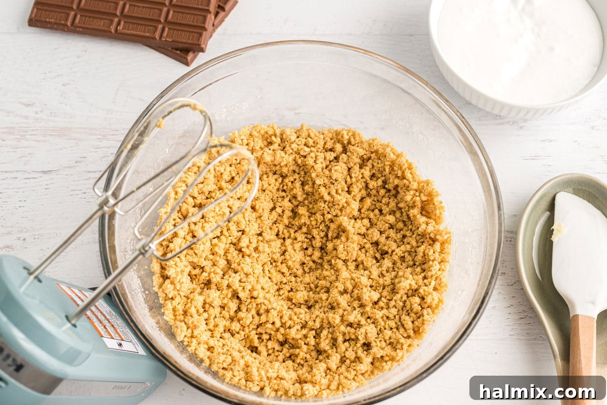 Gooey S'mores Bars 9 dough mixture in bowl