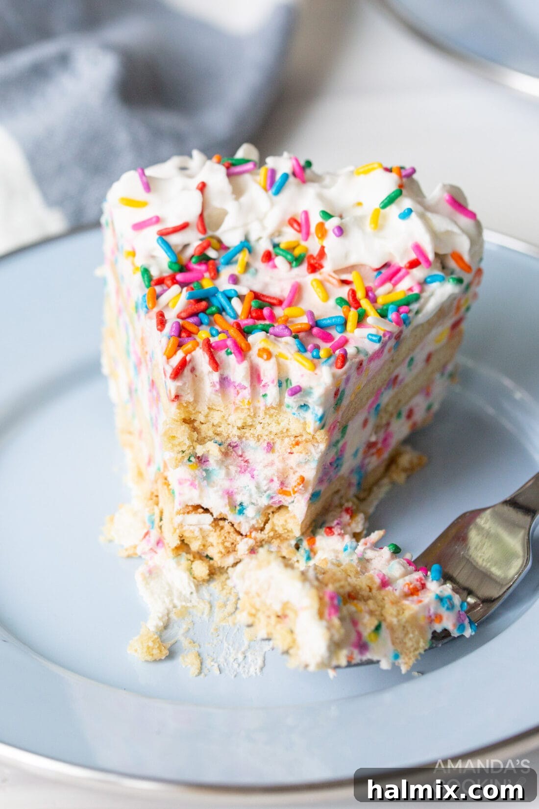 Rainbow No-Bake Dream 2 slice of Funfetti Icebox Cake