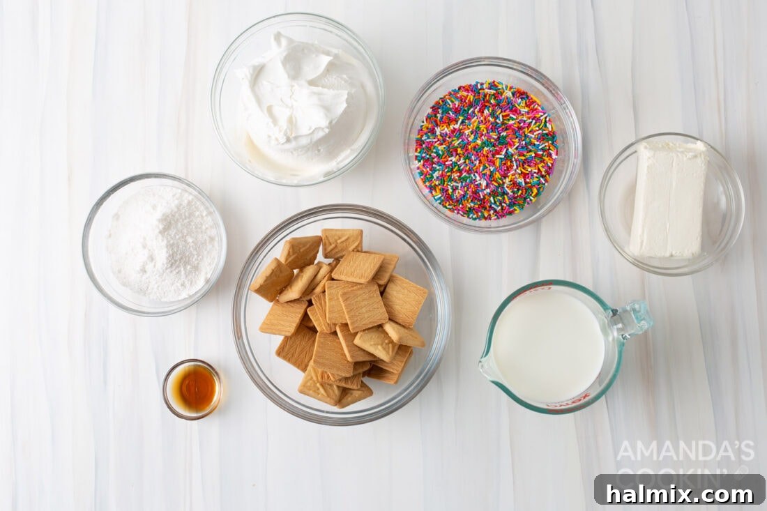 Rainbow No-Bake Dream 4 Funfetti Icebox Cake ingredients