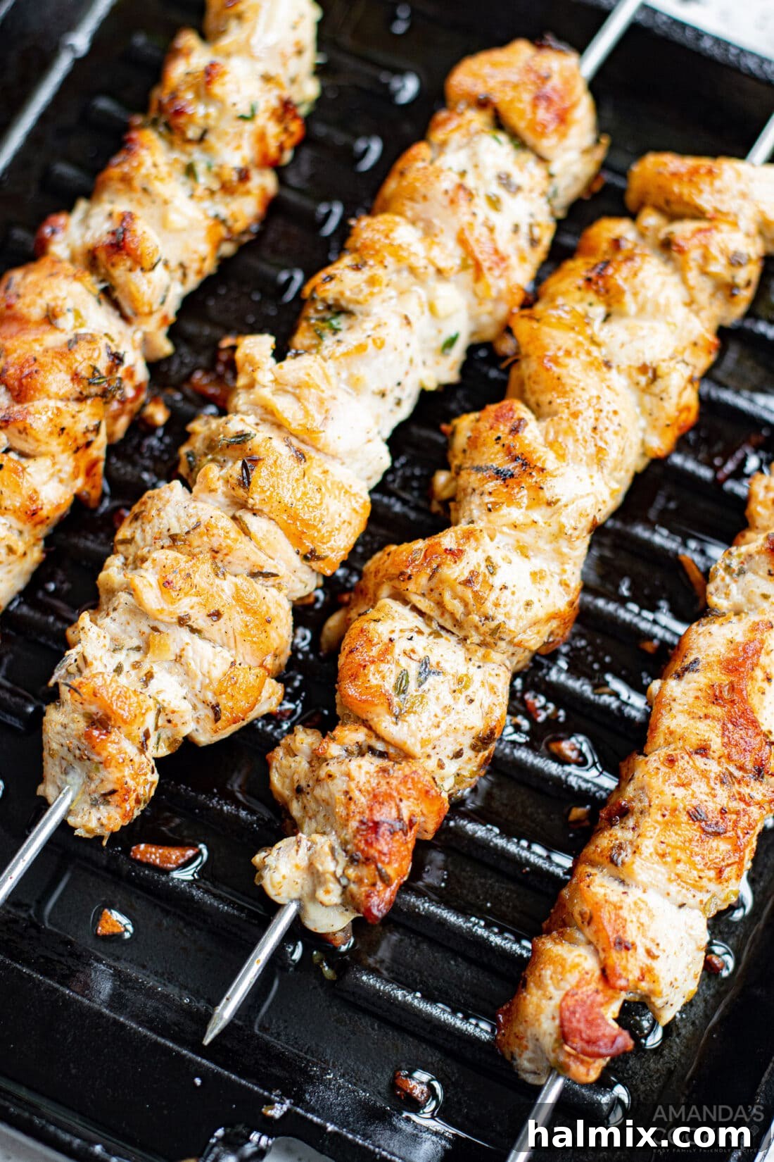 Zesty Mediterranean Chicken Skewers 2 Greek Chicken Kabobs on the grill