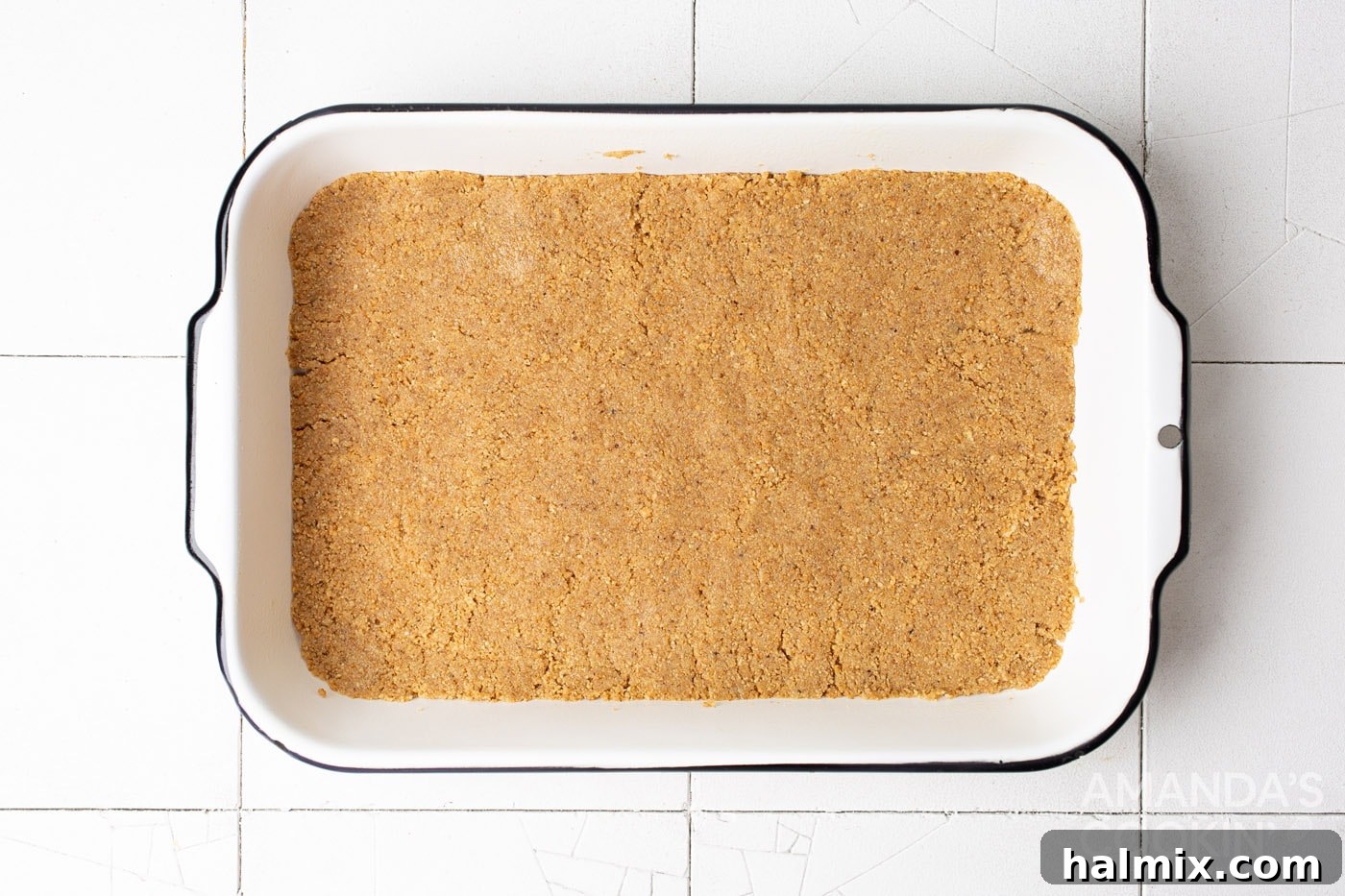 Cherry Velvet 6 graham cracker crust in a baking pan