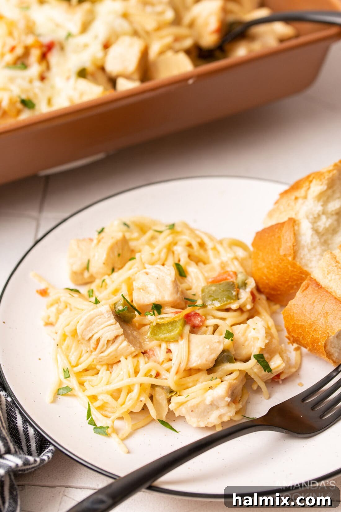 plate of Chicken Spaghetti, ready to be enjoyed