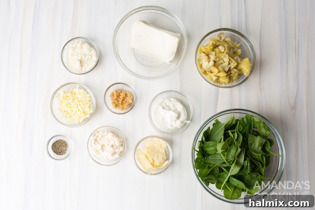 Irresistible Spinach Artichoke Dip 4 ingredients for Spinach Artichoke Dip