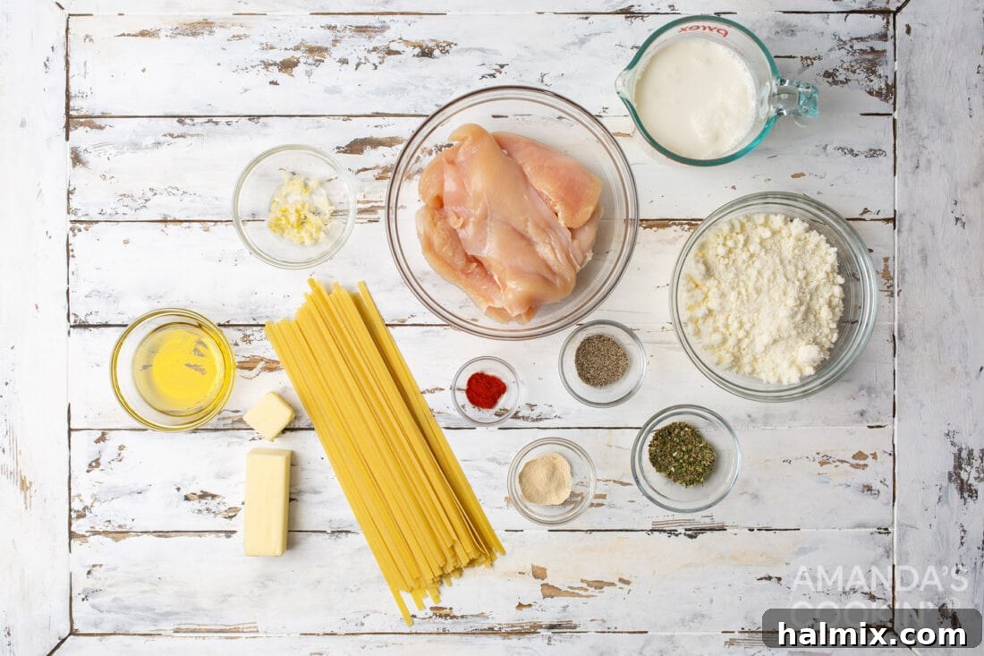 Chicken Alfredo ingredients