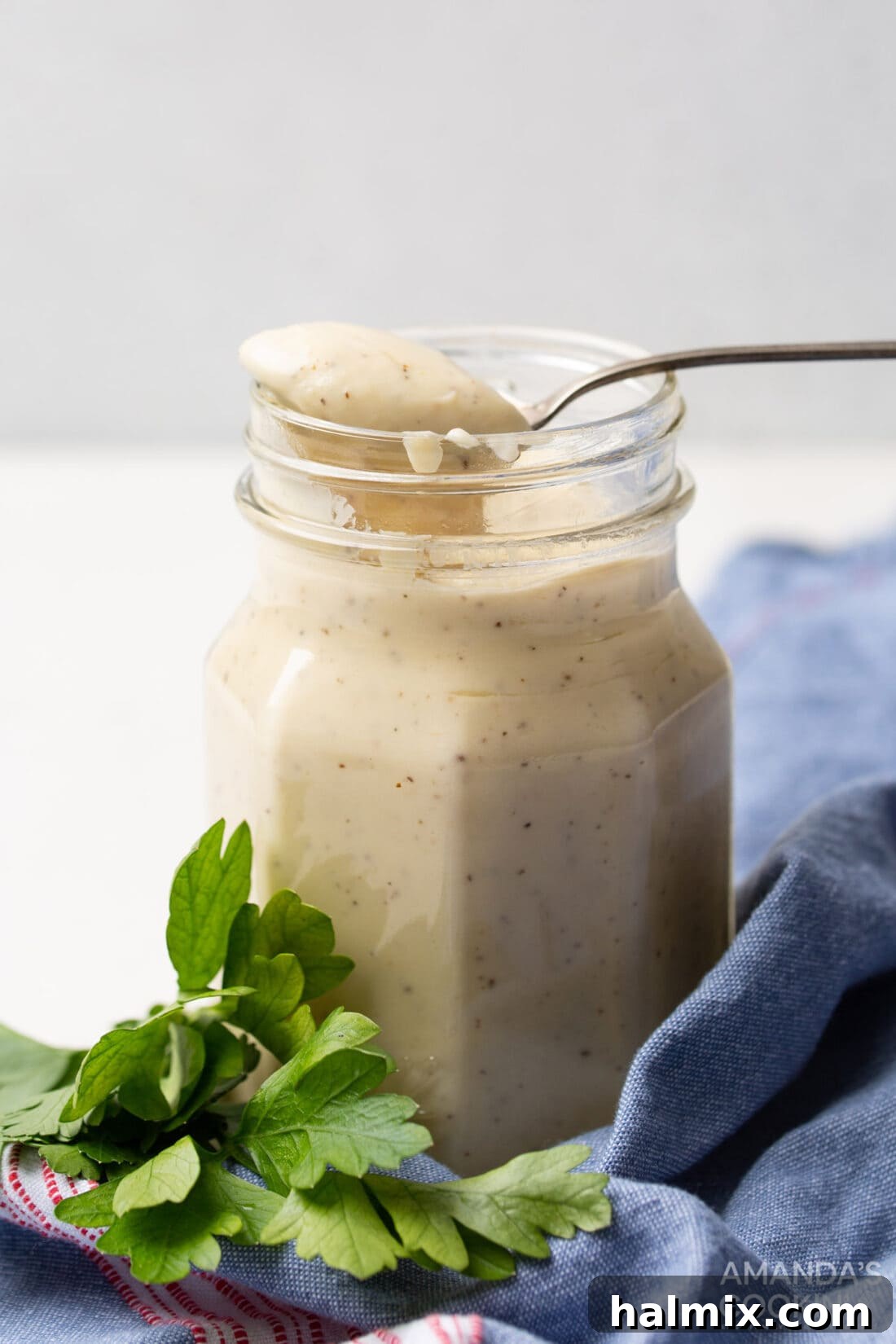 Velvety Creamy Chicken Soup 3 A jar of freshly made homemade cream of chicken soup, ready for storage or use.