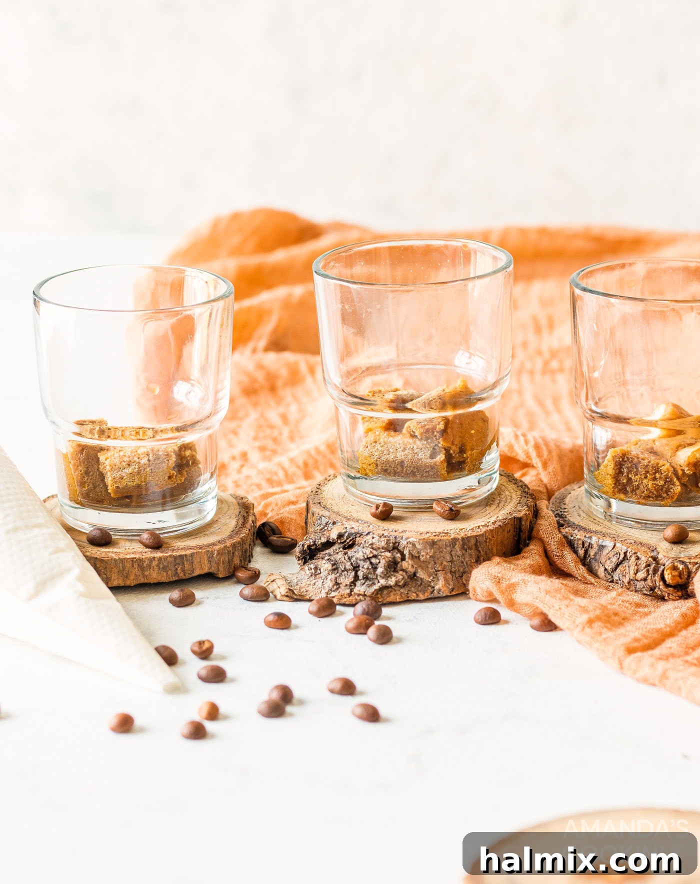 Personal Tiramisu Indulgence 6 Ladyfingers arranged in mini cups, forming the base layer for tiramisu.