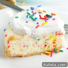 slice of Funfetti Cheesecake