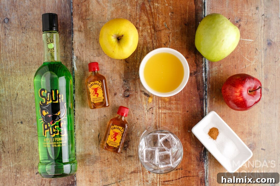ingredients for making a Cinnamon Applesauce Cocktail
