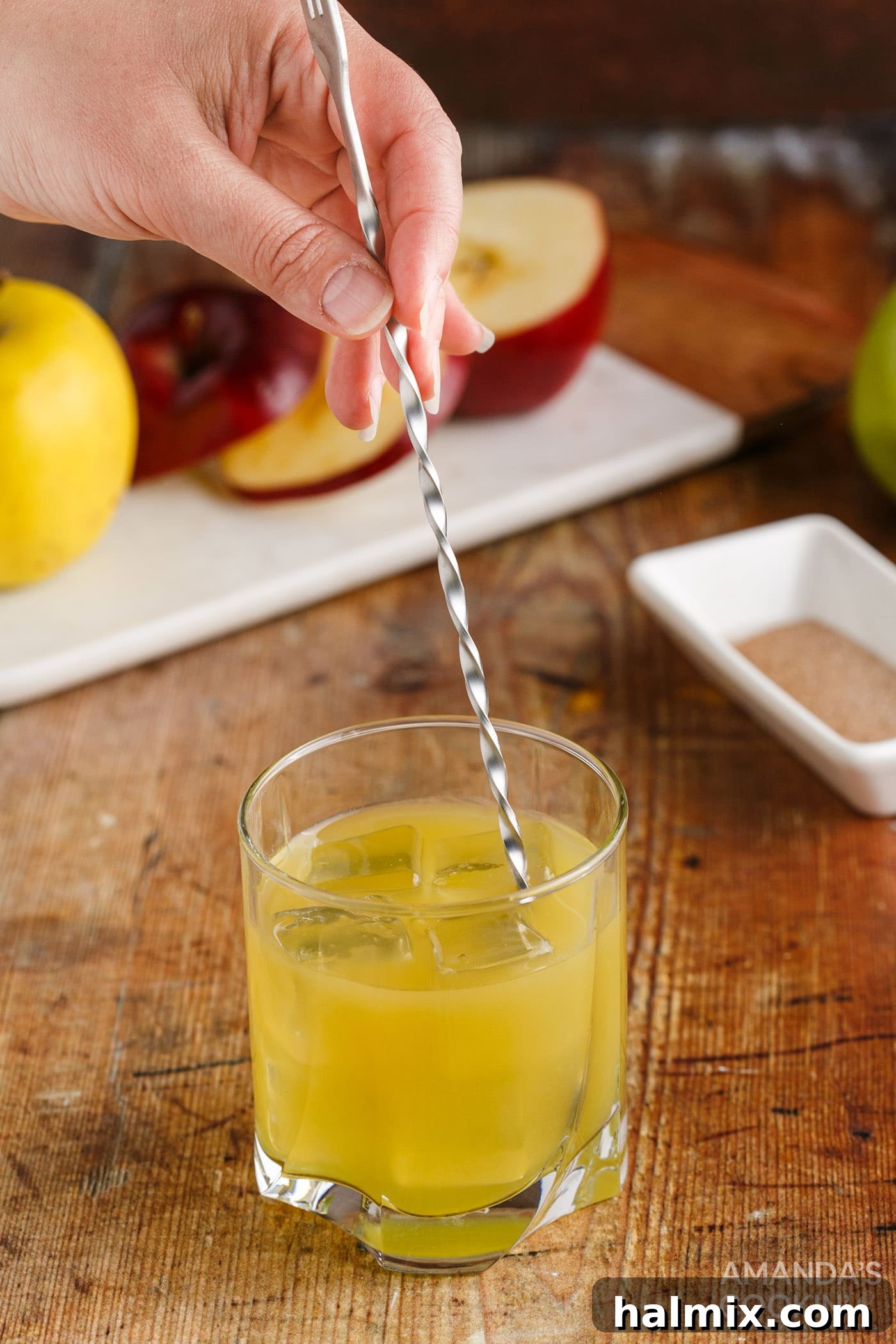 hand stirring cocktail