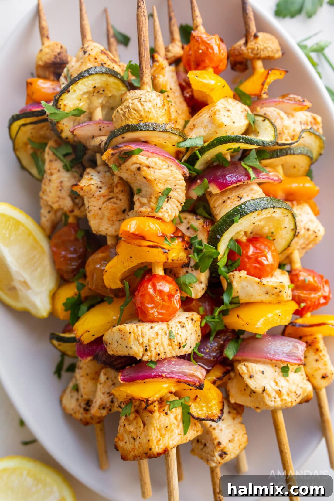 Air Fryer Chicken Kabobs on a platter