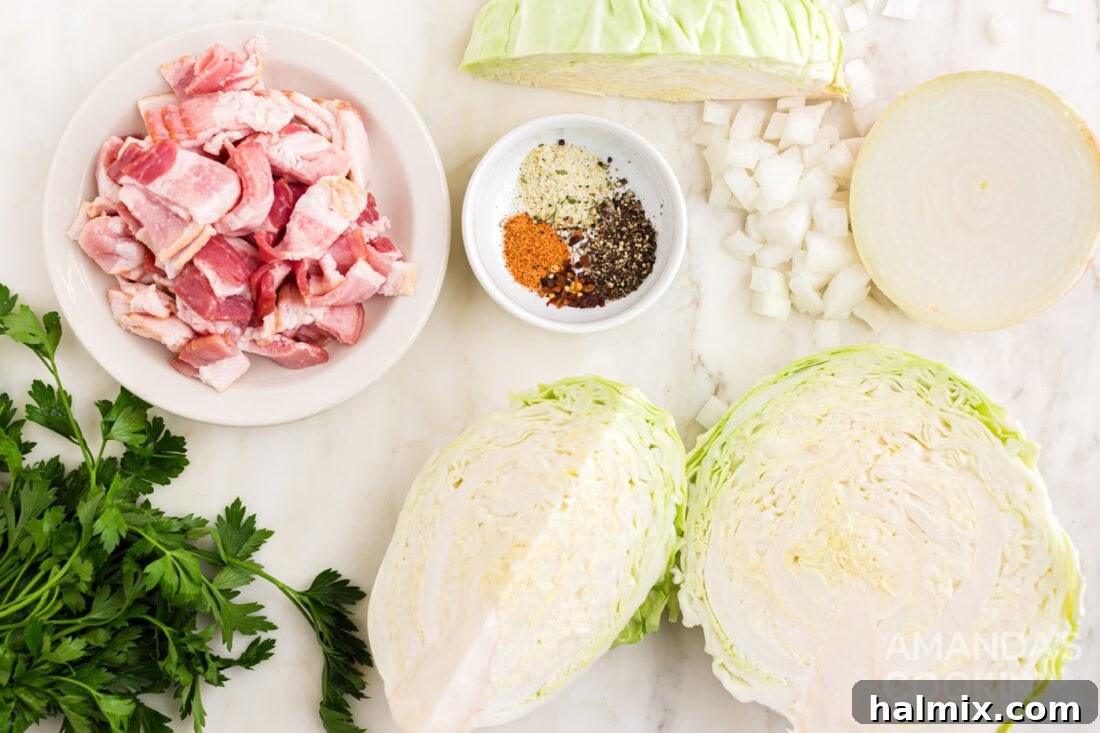 ingredients for Fried Cabbage