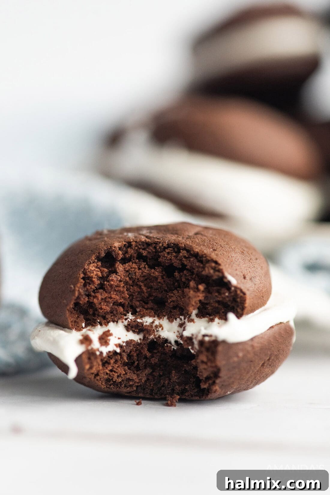 Chocolate Whoopie Pie with a bite out of it