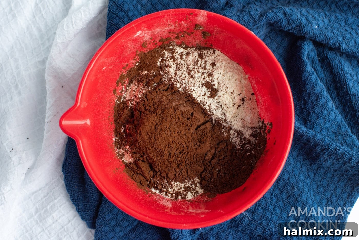 cocoa powder and flour in a bowl