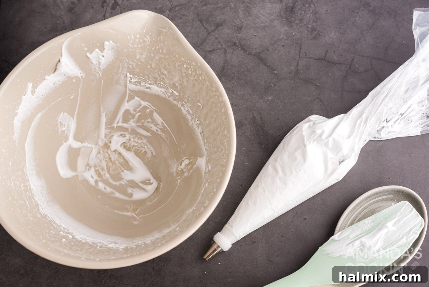 marshmallow cream in a piping bag