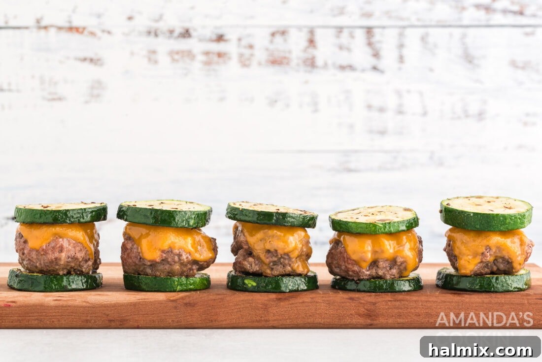Zucchini Stackers 14 Array of Zucchini Sliders elegantly arranged on a cutting board