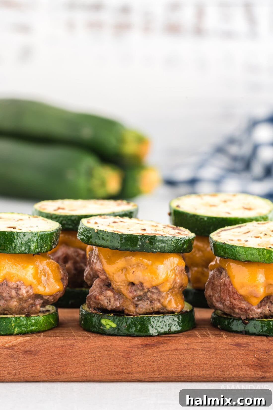 Zucchini Stackers 3 Close-up view of a perfectly cooked Zucchini Slider