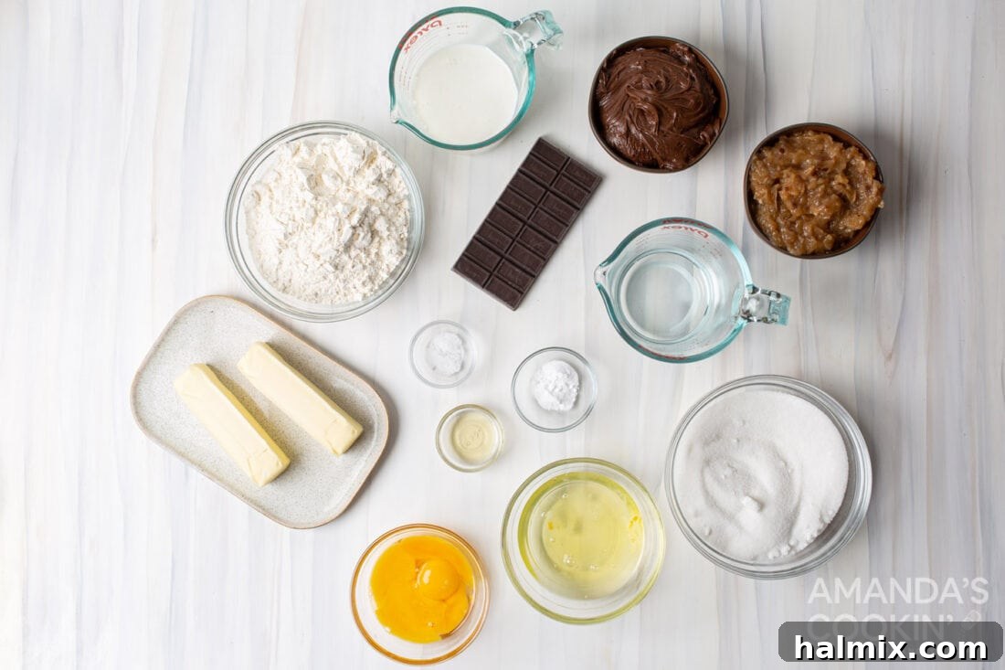 ingredients for German Chocolate Cake