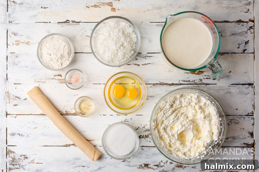 ingredients for Coconut Cream Pie