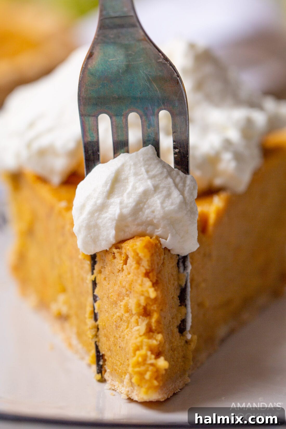 A Slice of Sweet Potato Heaven 3 A fork taking a bite from a delicious sweet potato pie