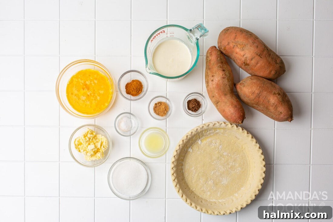 A Slice of Sweet Potato Heaven 4 Collection of fresh ingredients for making sweet potato pie