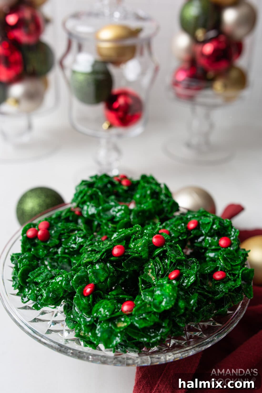 Easy Cornflake Holiday Wreaths 5 plate of Cornflake Christmas Wreath Cookies
