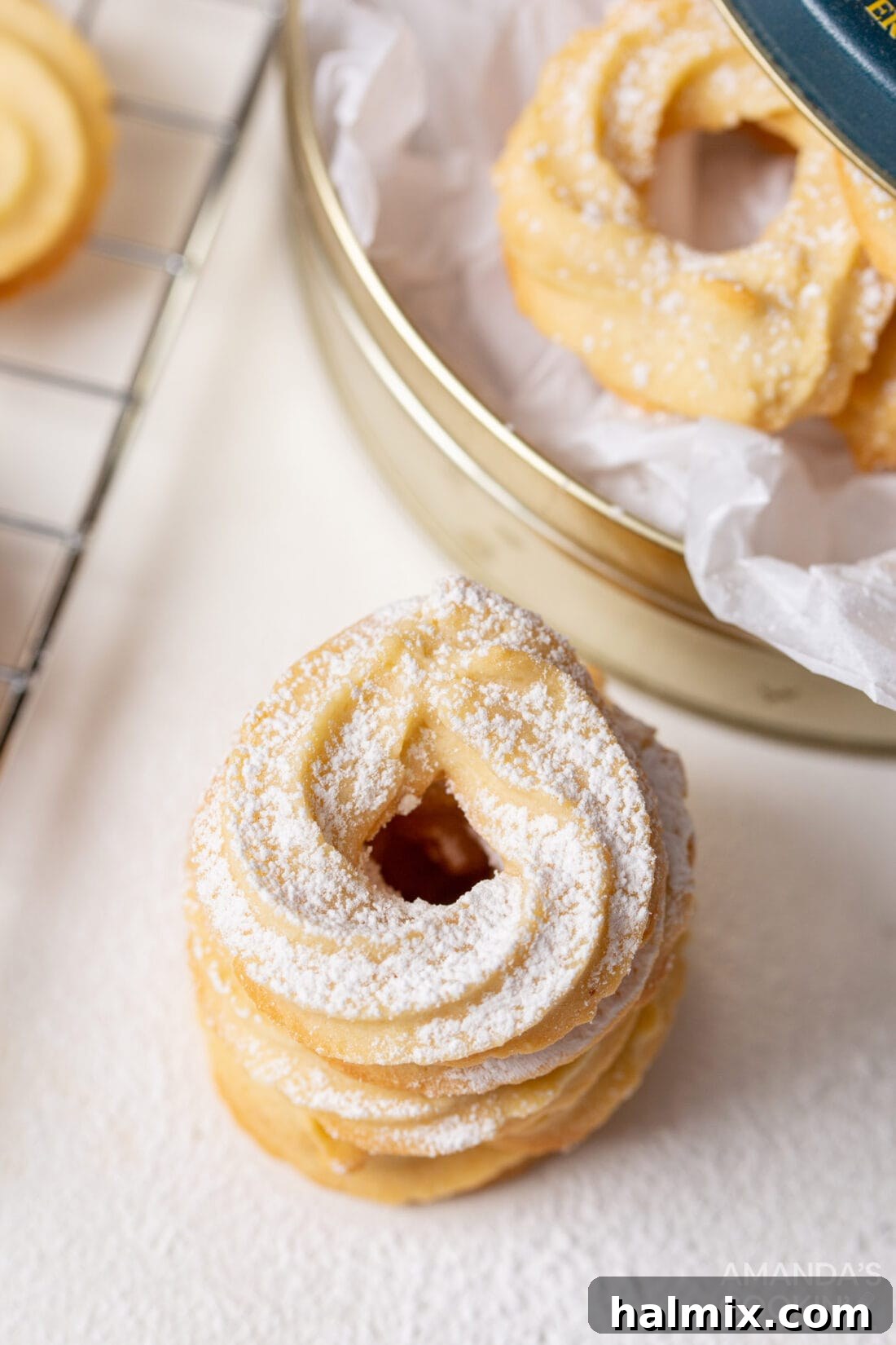 Buttery Danish Delights 7 A stack of beautifully piped Danish Butter Cookies