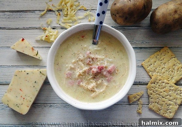 Homemade Cheesy Chicken & Ham Chowder for Cold Days