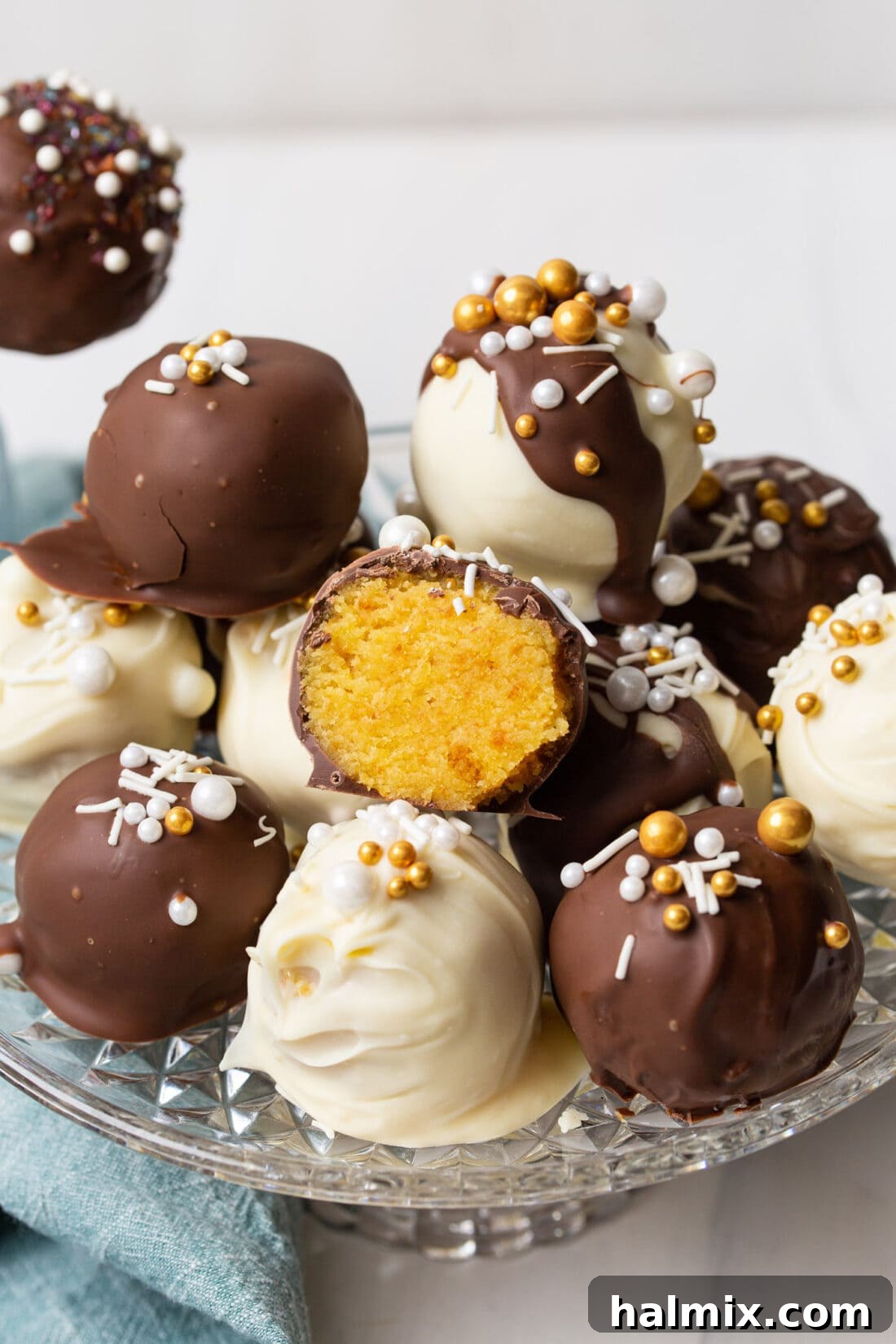 Cake Truffles 2 Beautifully arranged Cake Balls on a platter, ready for serving.