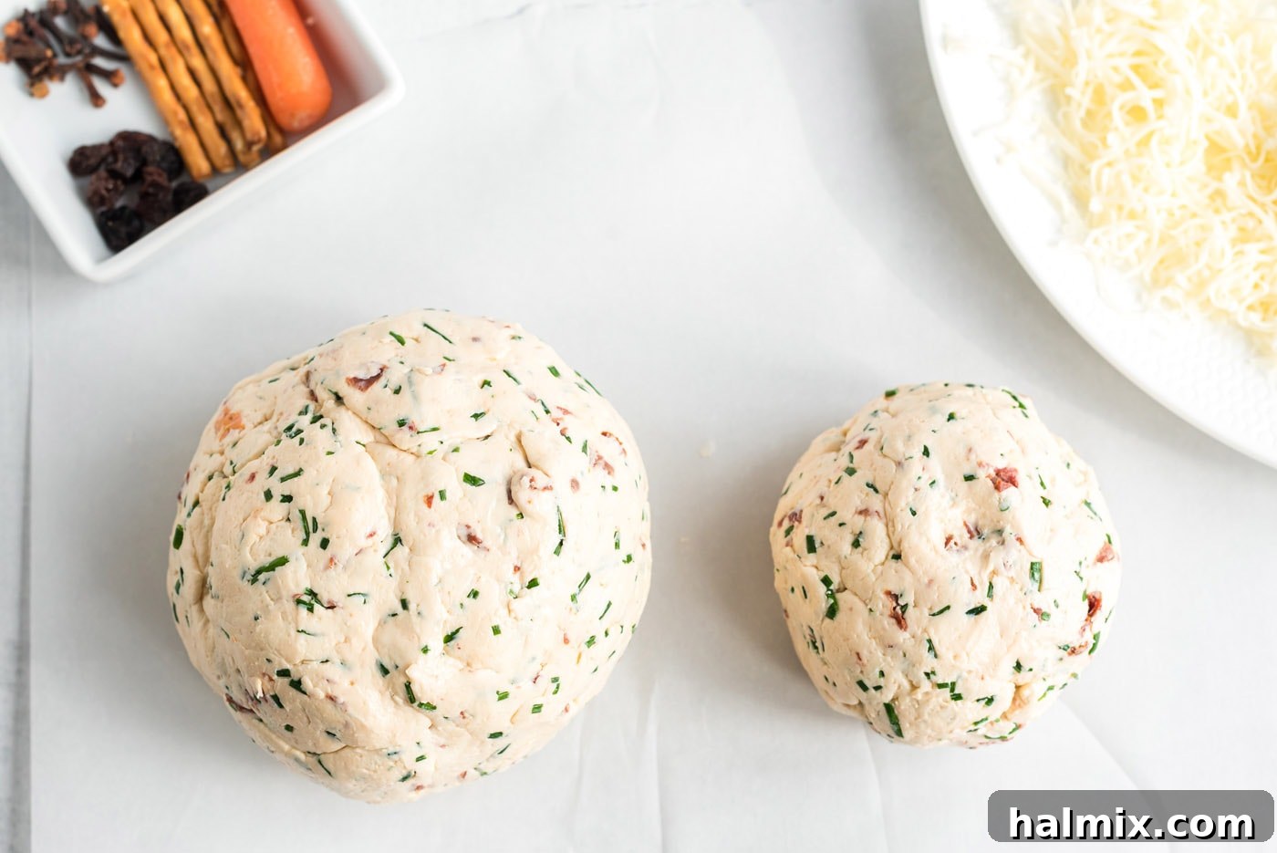 Festive Snowman Cheeseball 7 sun dried tomato cheeseballs