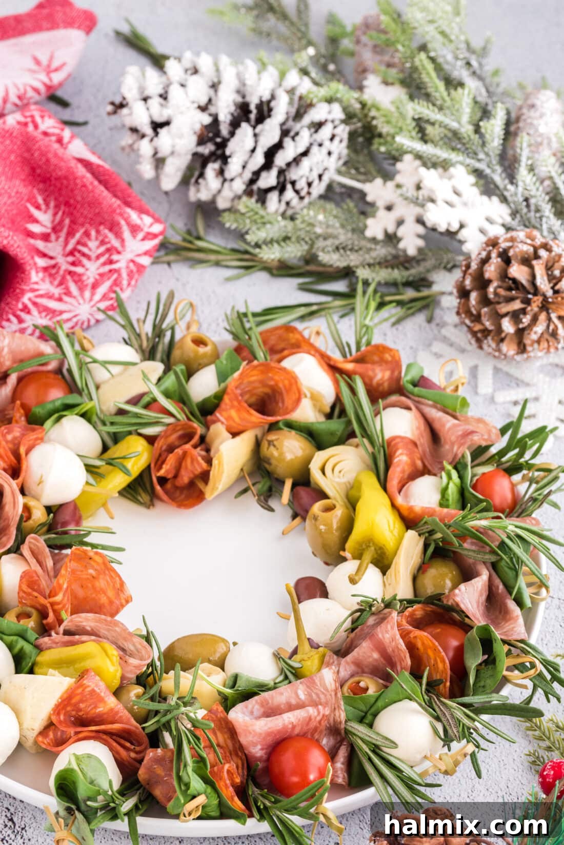 Antipasto Wreath arranged on a table for a party