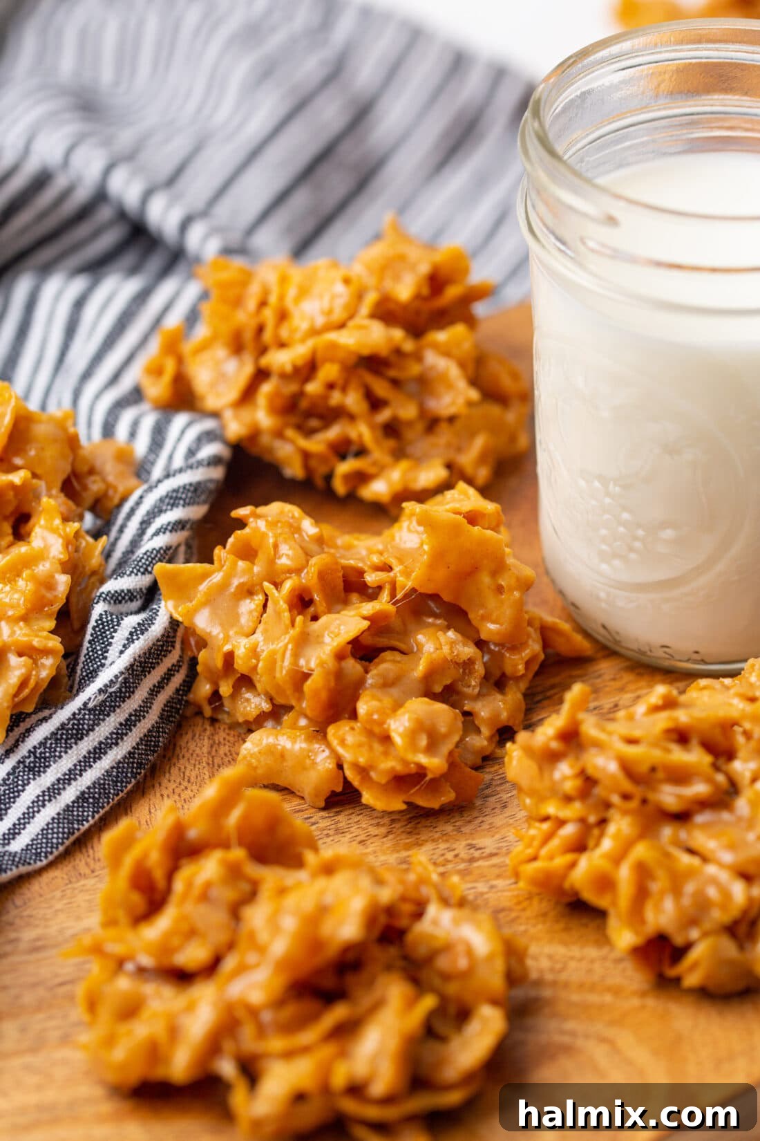 No Bake Cornflake Cookies with milk