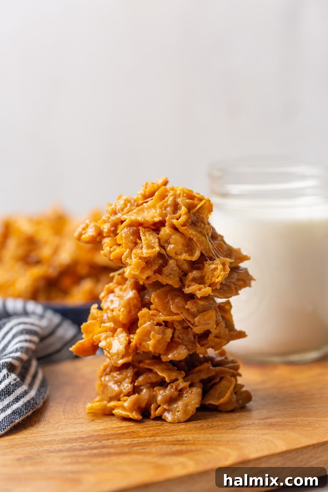 stack of No Bake Cornflake Cookies