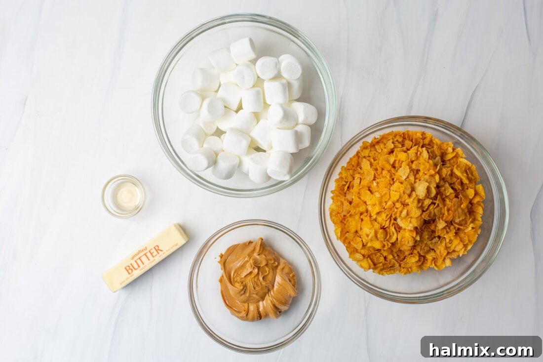ingredients for No Bake Cornflake Cookies