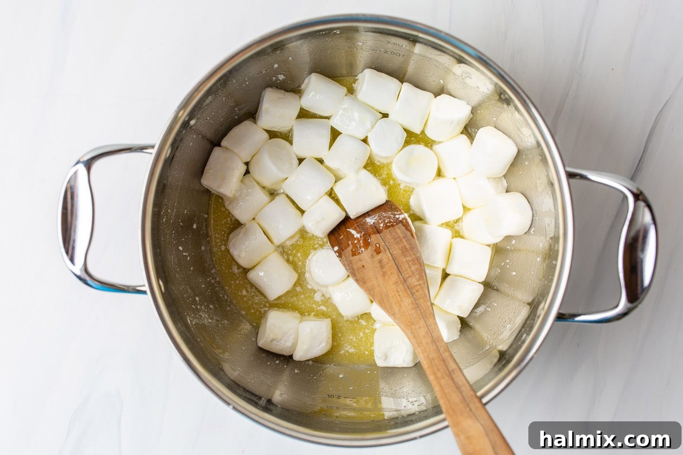 marshmallows and butter in a saucepan
