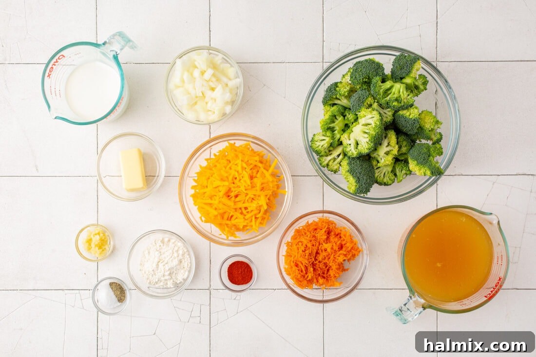 ingredients for Broccoli Cheese Soup