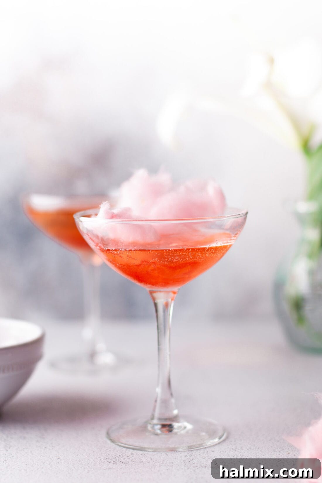 Sweet Cloud Sparkle 2 glass of cotton candy champagne