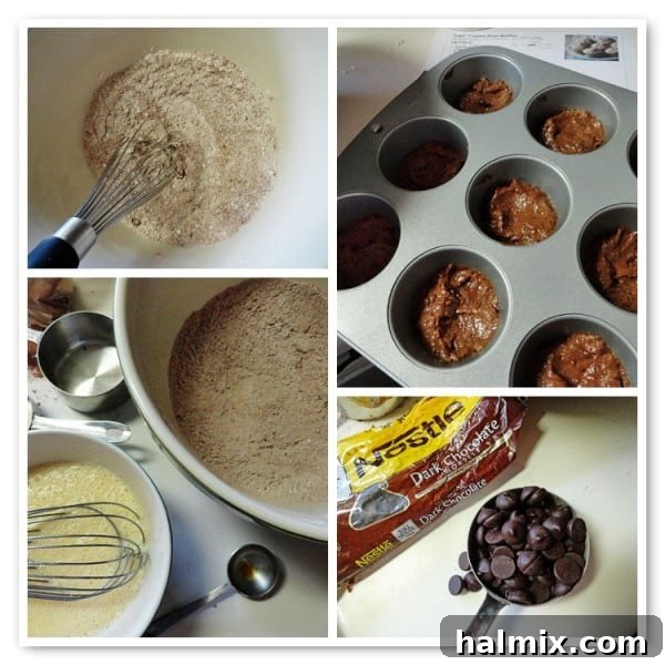 Starbucks Hot Cocoa Chocolate Chip Muffins Technique for even chocolate chip distribution in muffins.